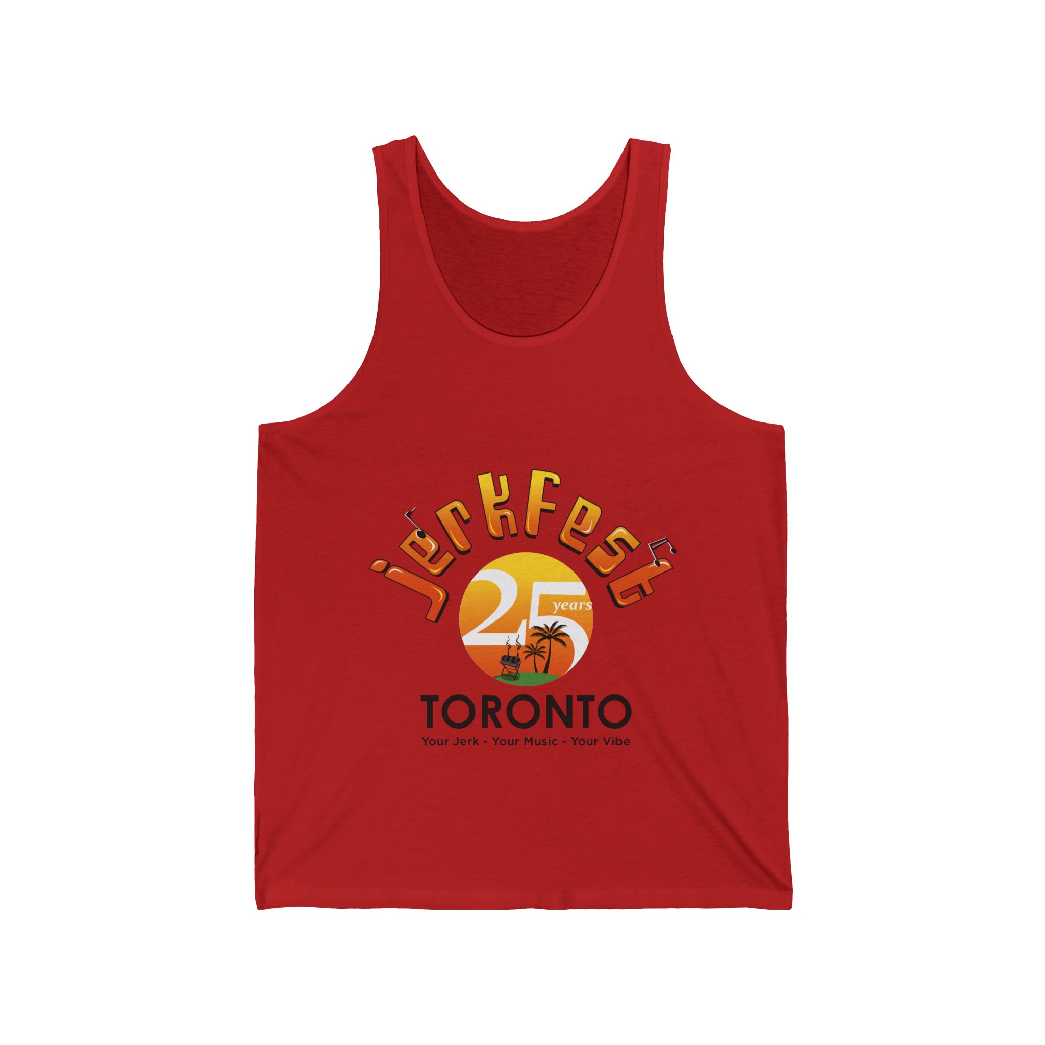 25th Aniverssary JerkFest Toronto Tank Top — Caribbean Food & Music Festival Tee - Image 3